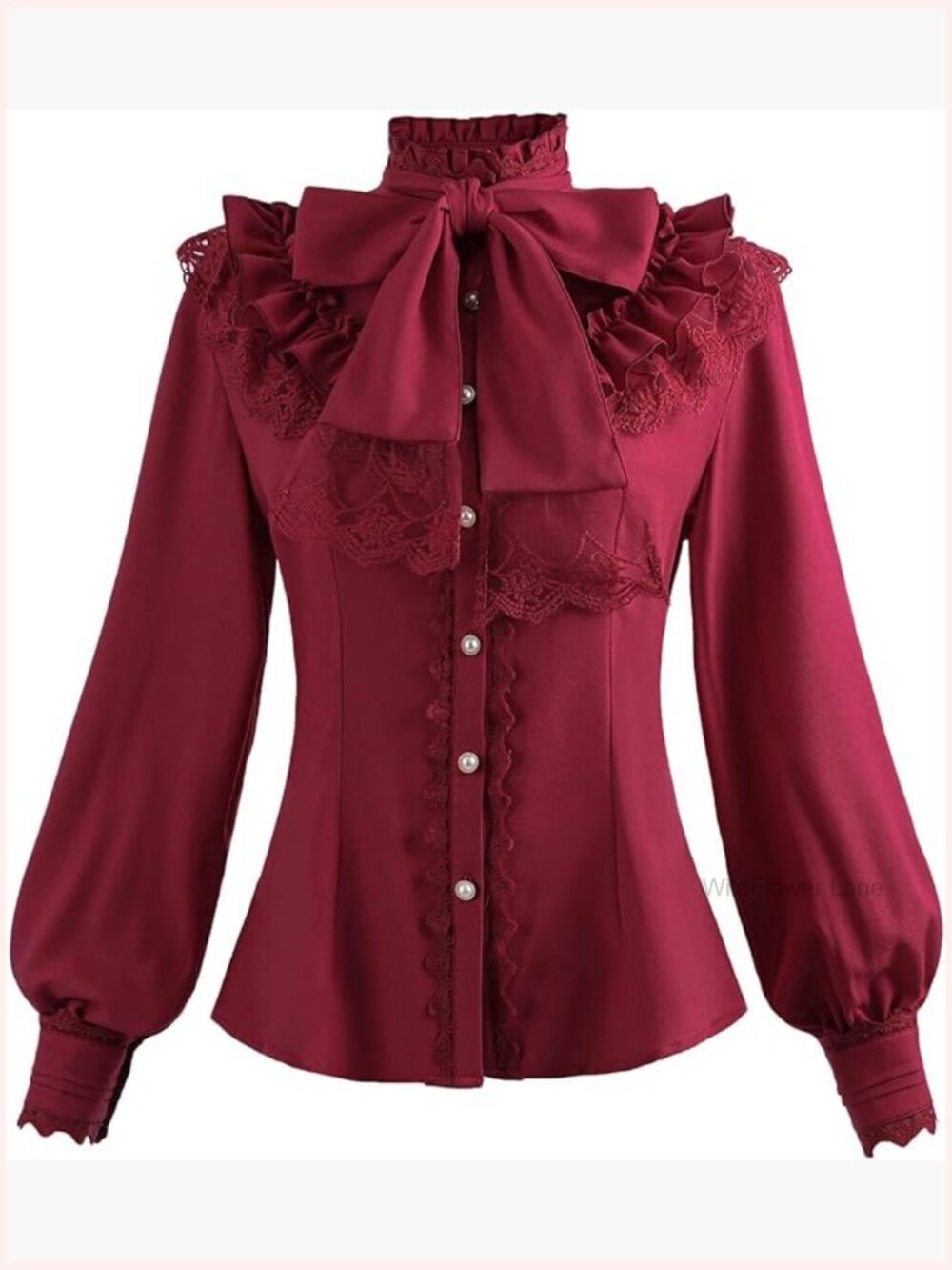 Victorian Blouse Gothic Shirt Long Sleeve Lotus Ruffle Tops